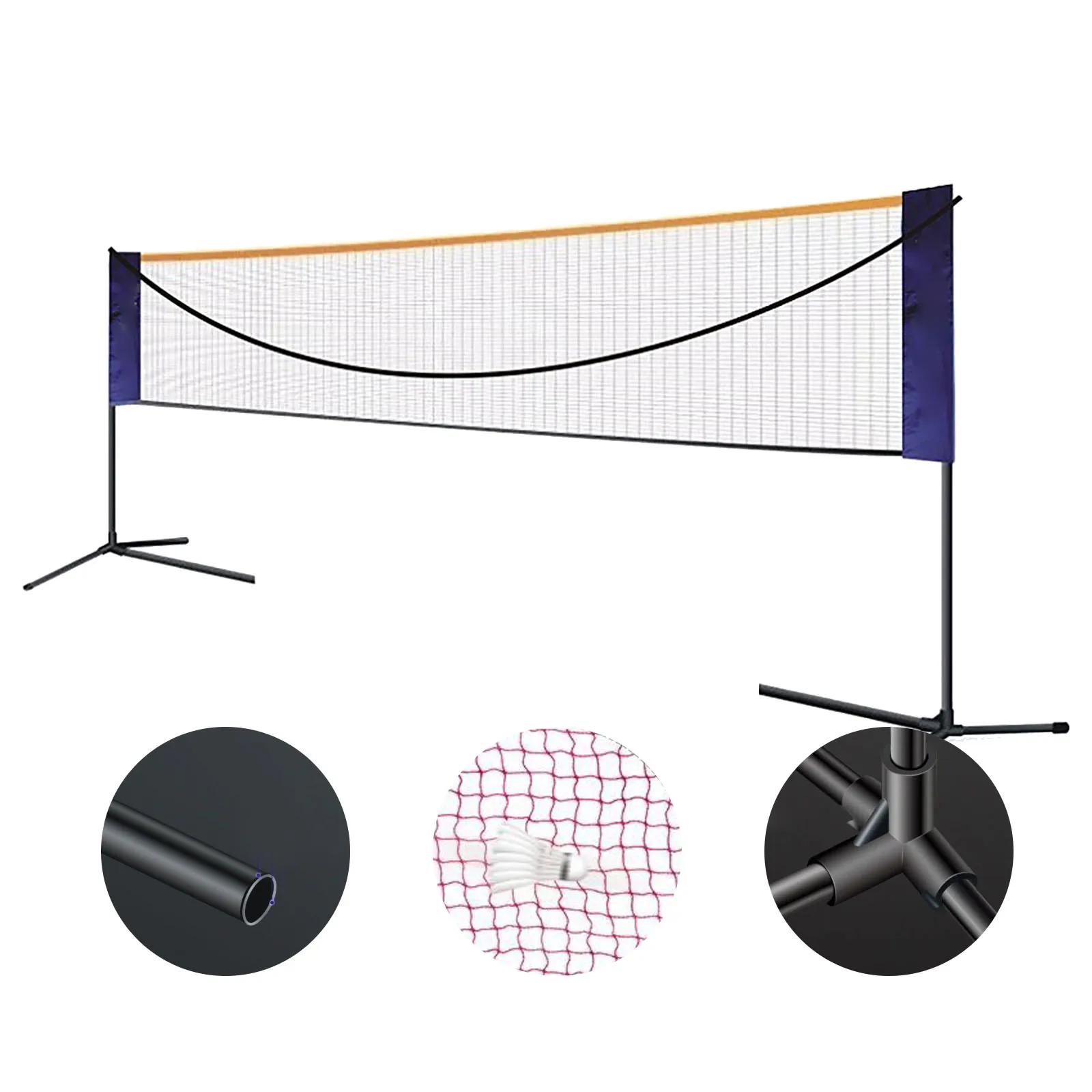 Juego de red de bádminton plegable de 20 pies, red de tenis portátil, juego de red de bádminton estándar ajustable en altura, redes de voleibol