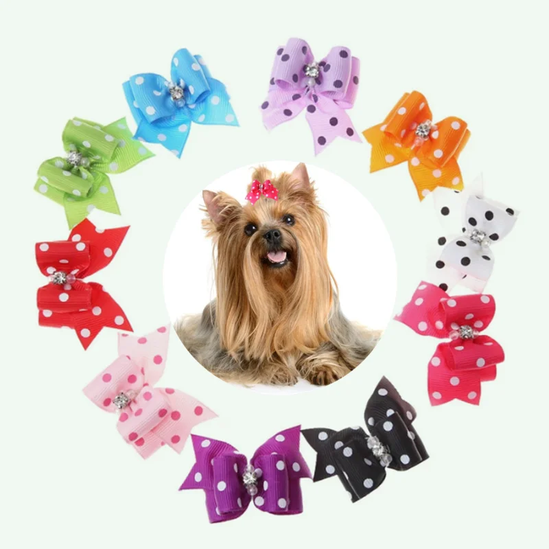 

20/50/100pcs Pet Dog Bows Hair Accessories Bowknot Headdress Grooming for Puppy Swallowtail Bows With Rubber Bands Cat Headwear