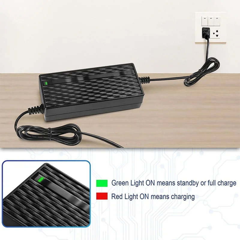 42V 2A 5A Battery Charger for 36V 10S Lithium Battery, Universal Power Supply Adaptor with 12mm 3 Prong Connector