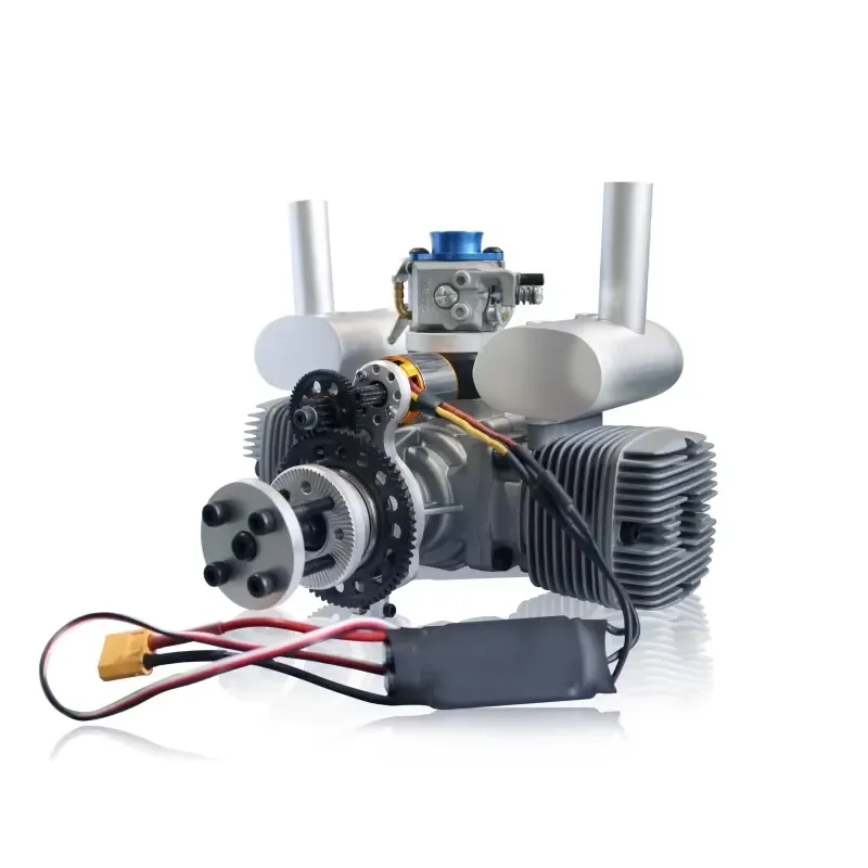 NGH GTT70 70CC Twin Cylinder Two-Stroke Petrol Engine, Built-in Automatic Electric Self Starter for RC Airplane