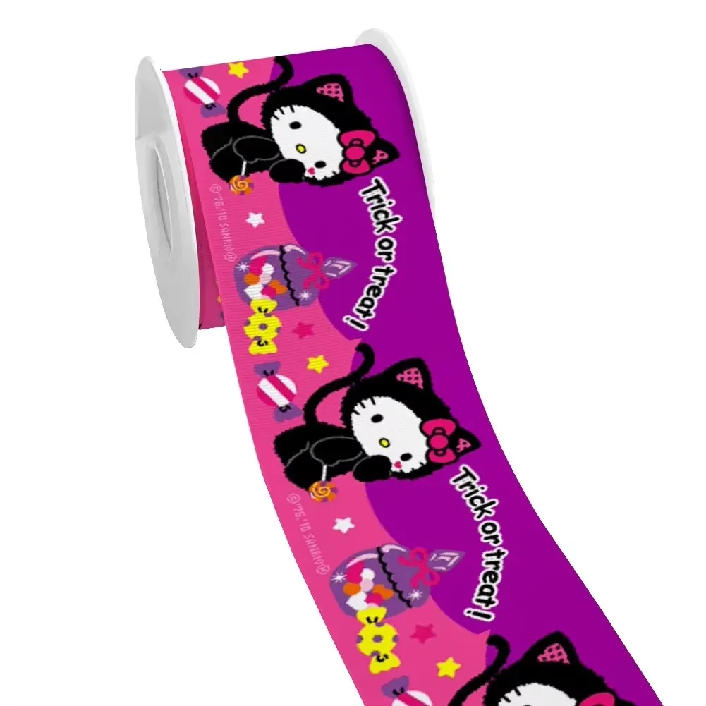

Kitty Sanrio 10yards Melody Happy Halloween Character Printed Grosgrain Ribbon for DIY Girl Headwear Bows Satin Ribbon