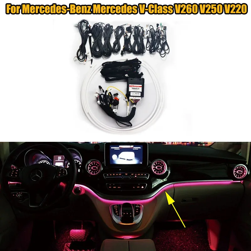 For Mercedes-Benz Mercedes V-Class V260 V250 Full interior/Center Console 64-Color Ambient Lighting Mood Lighting