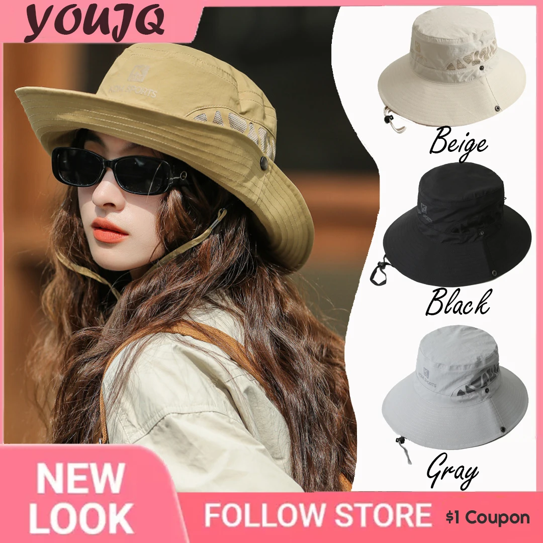 

Korea Summer Sun Bucket Hats For Men Women Boonie Hat Outdoor Anti-UV Protection Hiking Fishing Mesh Breathable Panama Gorras