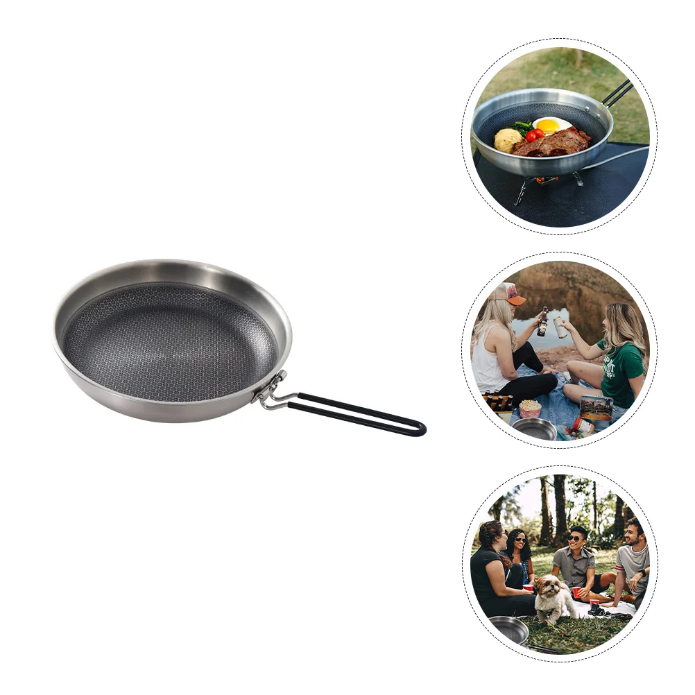 

Outdoor Non Stick Pan Work Griddle Camping BBQ Honeycomb Folding Pot Non-Stick Frying Coating Portable Iron Cookware