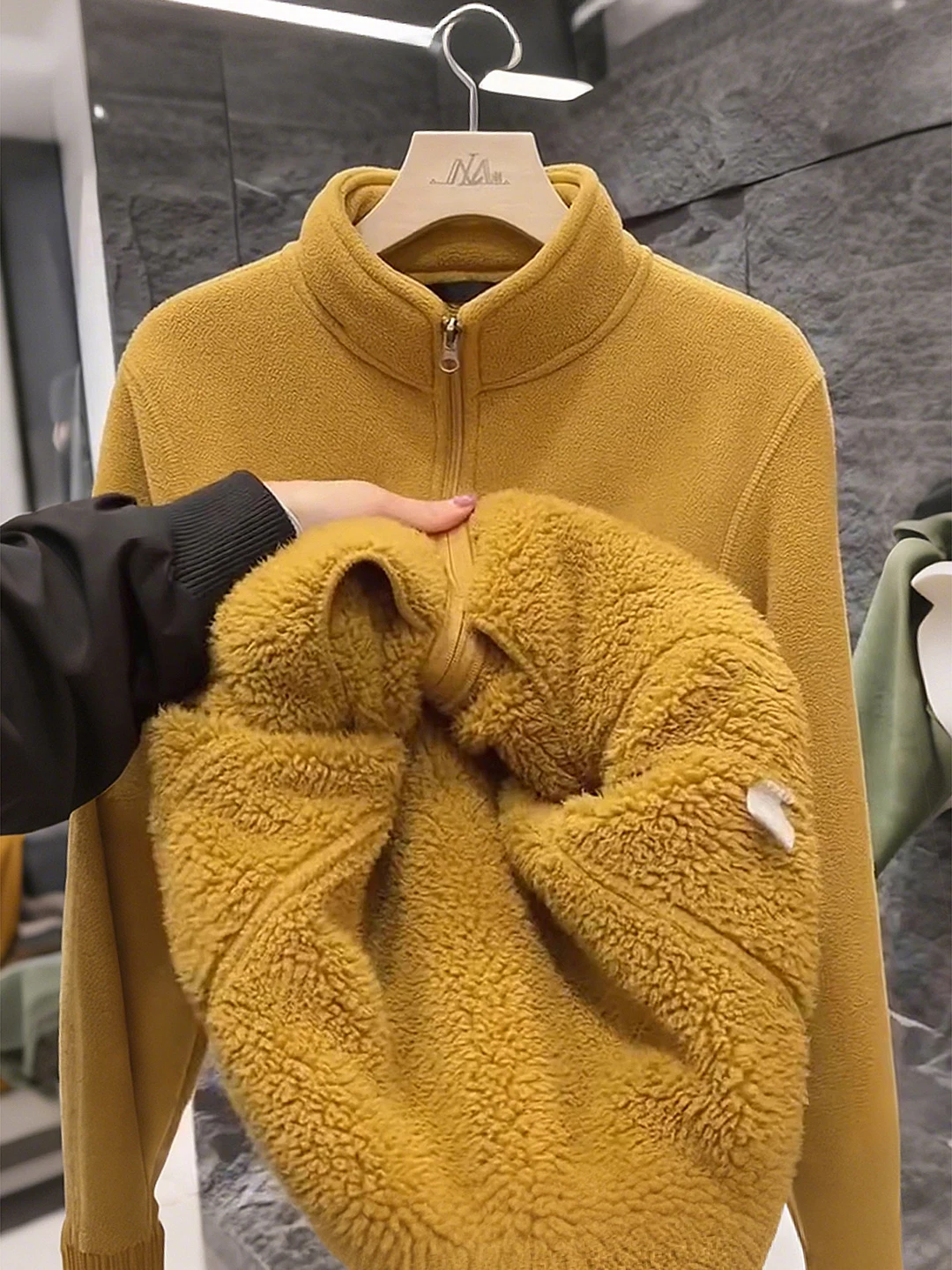 

Men's Fce Lined Stand Collar Jaet Outdoor Sports Winter Warmth Clothing American Retro Sle Zipper Closure Long Sve ...