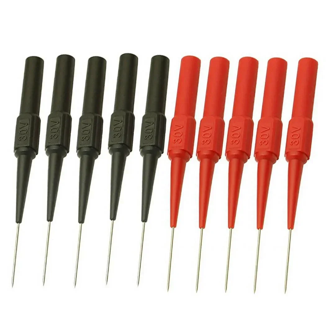 

ALLGOOD 10pcs Insulation Piercing Needle Non-destructive Multimeter Test Probes Measuring Device Red/Black 30V For Banana Plug