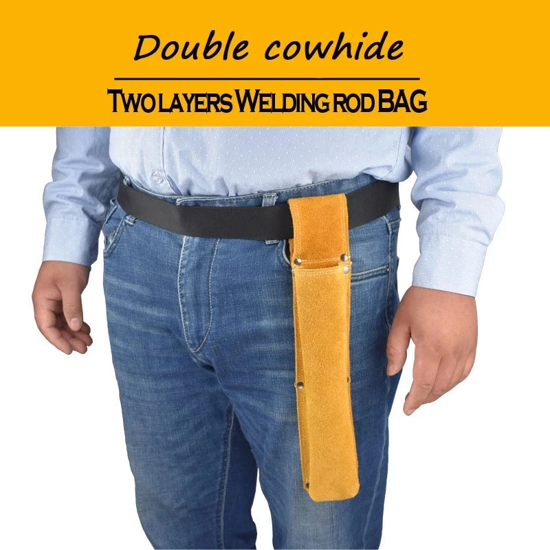 Flame Retardant Anti Tear Welding Rod Bag Welding Rod Buckle Storage Bag Tool Bag Electrode Holder Cowhide Leather Waist Bag