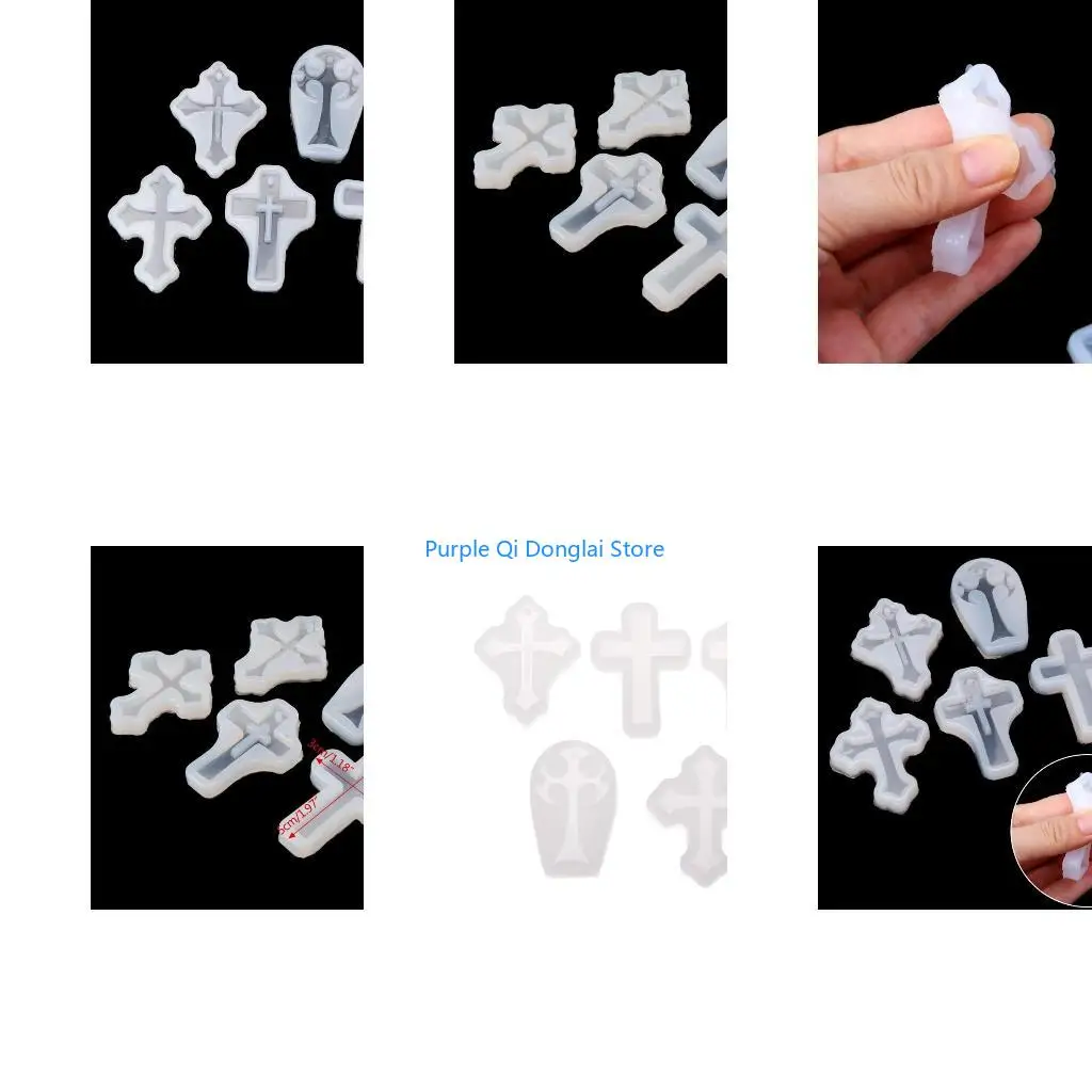 

L21E 5Pieces/set for Cross Resin Mould Silicone Crystal Epoxy Casting Mould Necklace