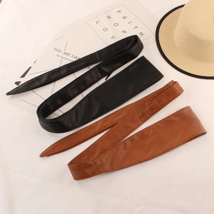 Japanese Obi Waist Cover Women's Leather Wrap Around Dress Belt Free Tie Soft Belt