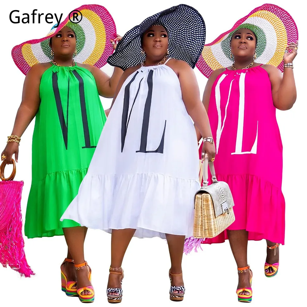 

Платье-клубное женское больших размеров (4XL, 3XL, XXL, XL) с принтом, оборками и бретелями, свободного кроя, для вечеринок, сексуальное, повседневное, для выхода в свет, летнее