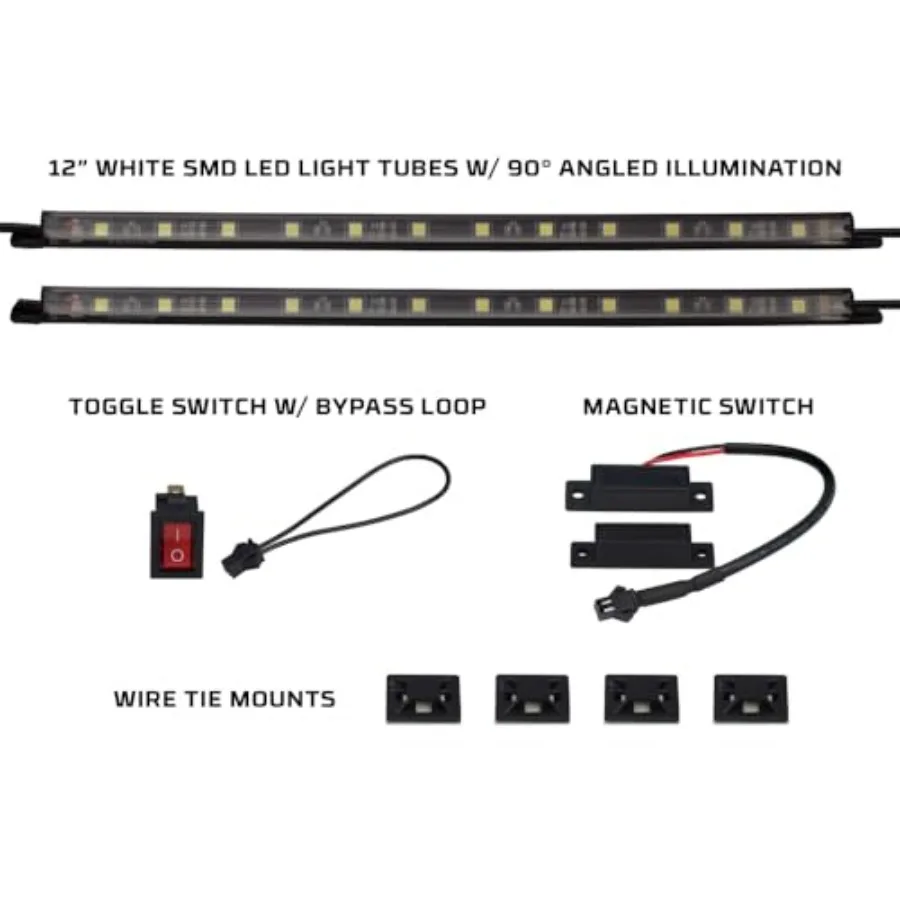 2pc White Truck Tool Box LED Lighting Kit for Work and Utility Trucks - Universal - 12
