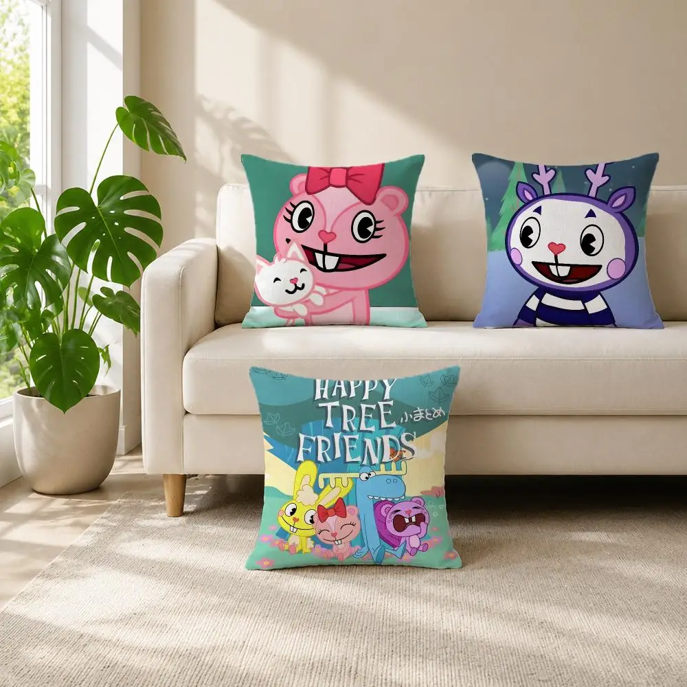 comic Happy Tree Friends Cushion Cover Cushion Cover Set  50x50 45x45 40x40 Pillowcase Decorative Sofa Home Decor