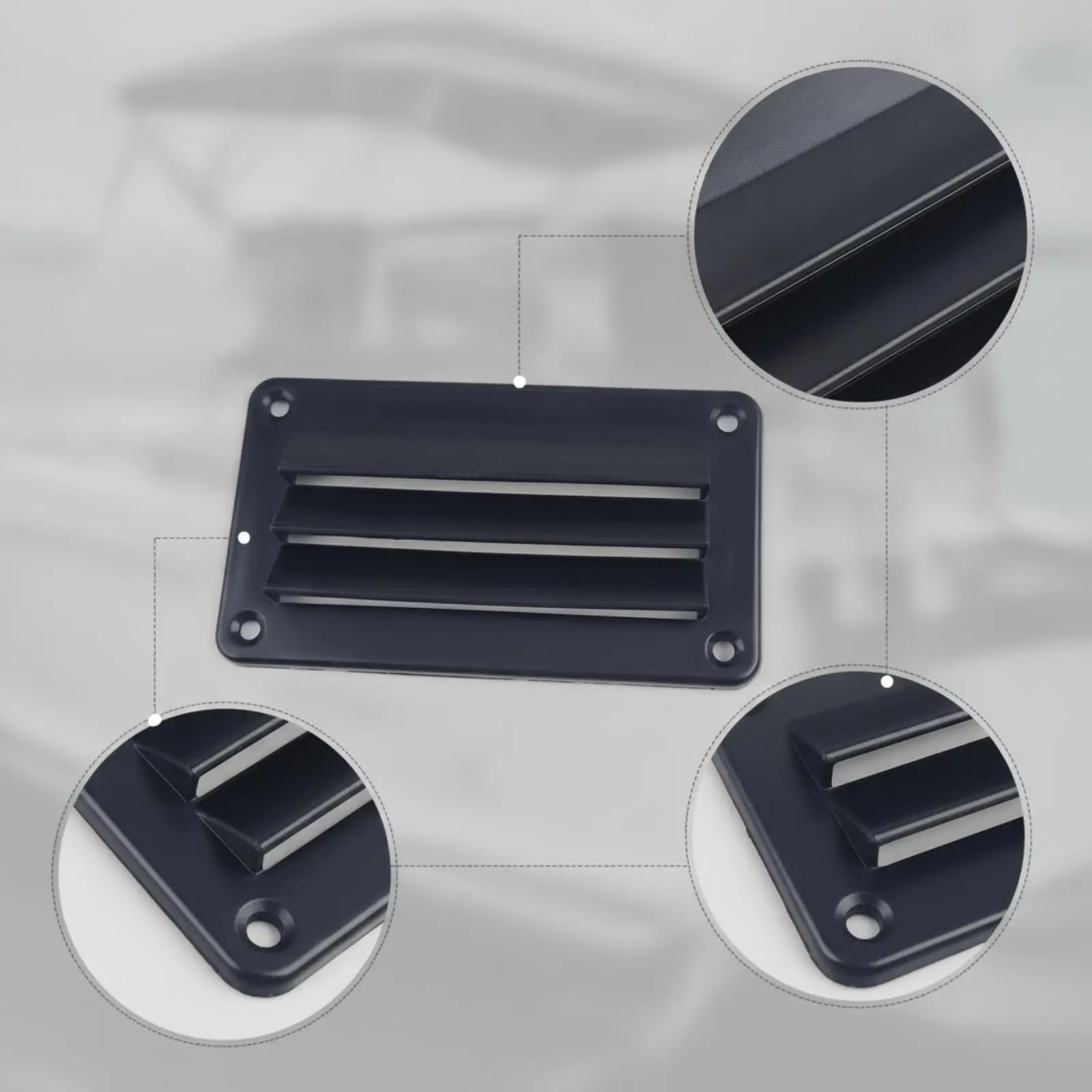 Rectangular Louvered Vent Plate for RV Boat Trailer Cabin Ventilation Air Exhaust Cover Nylon Material Four Corner Holes