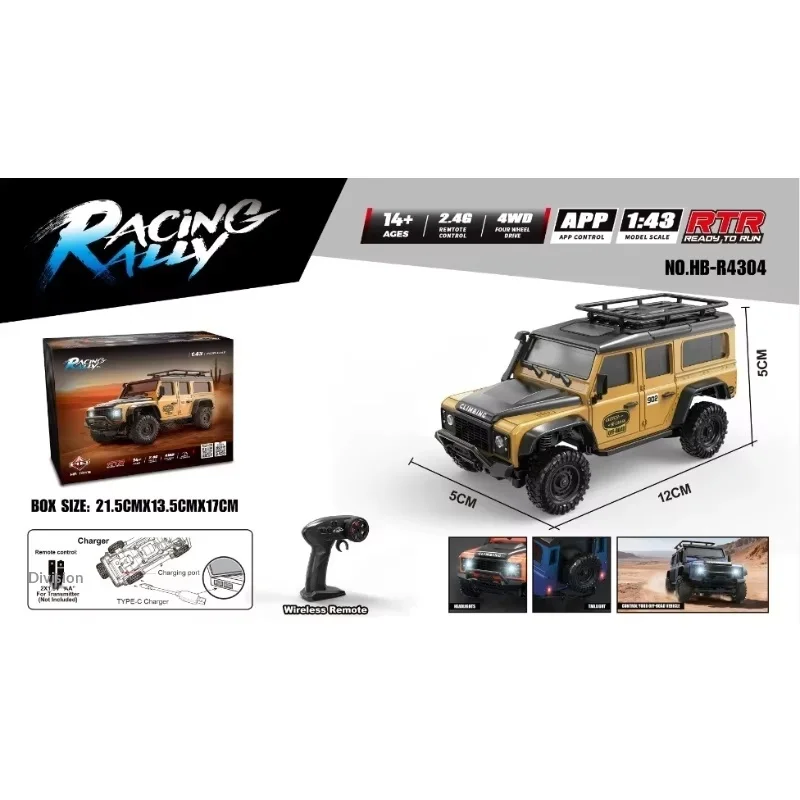 

Радиоуправляемая мини-машинка-краулер Racing Rally в масштабе 1:43, 2.4G, с управлением через приложение, 4WD, реалистичная настольная игрушка, готова к заезду, для детей от 14 лет