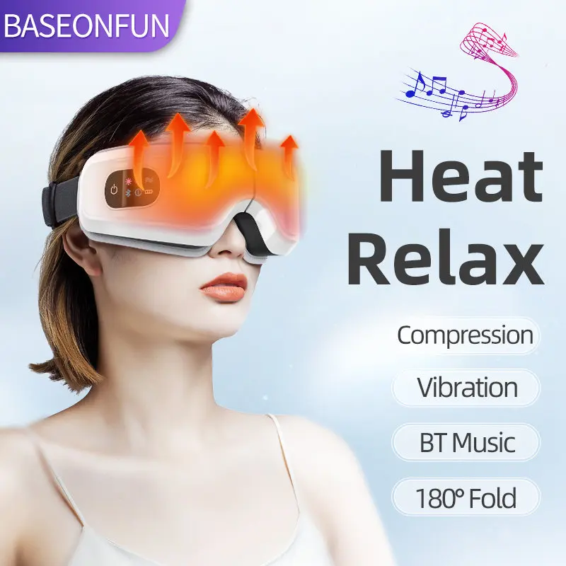 Eye Massager Heated Eye Mask With Compression Massage Music For Migraine, Dry Eye, Eye Strain, Dark Circles Relief Improve Sleep