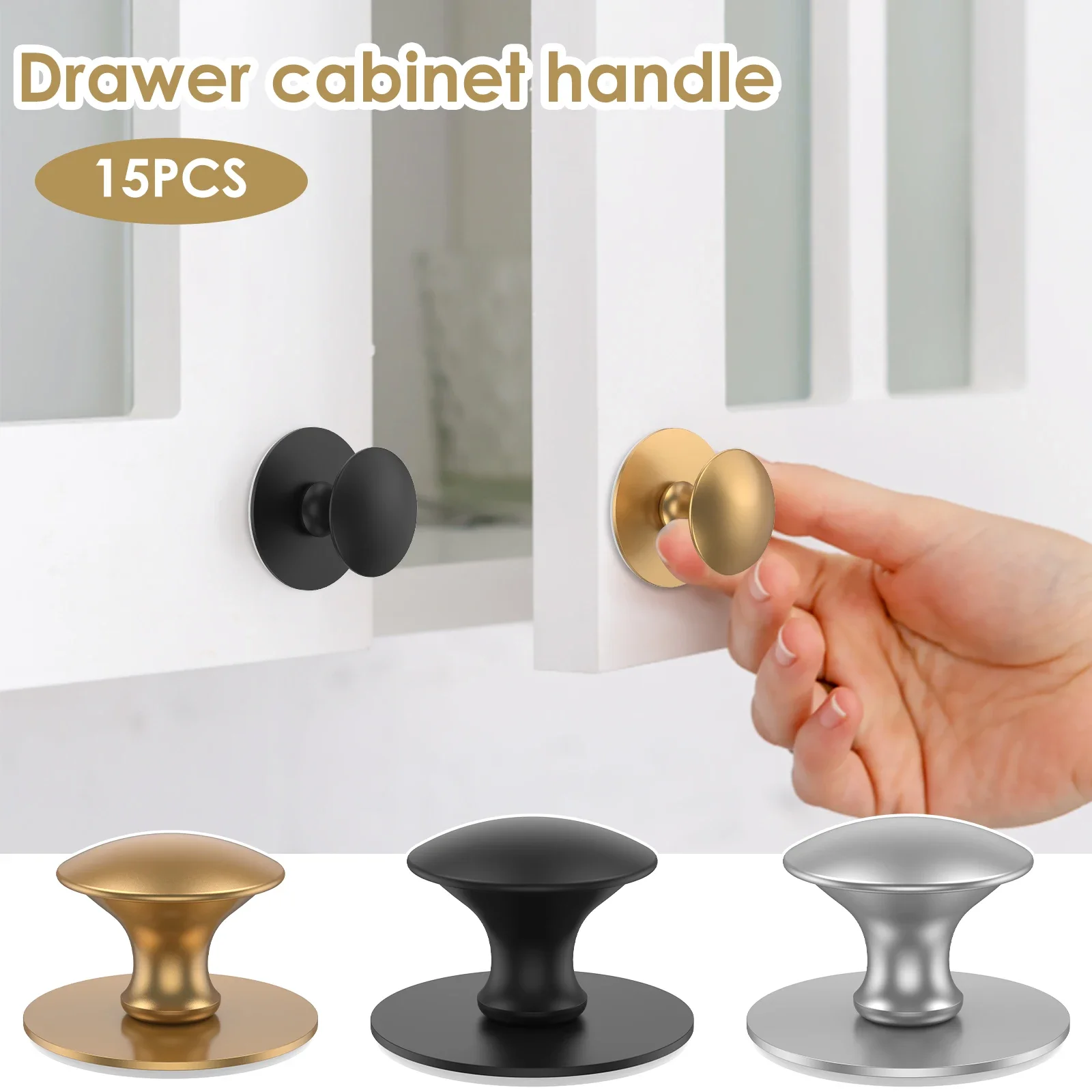 15PCS No punching Drawer Knob Stainless Steel Self Adhesive Cabinet Handles Cupboard Pull Handles Furniture Hardware Accessory