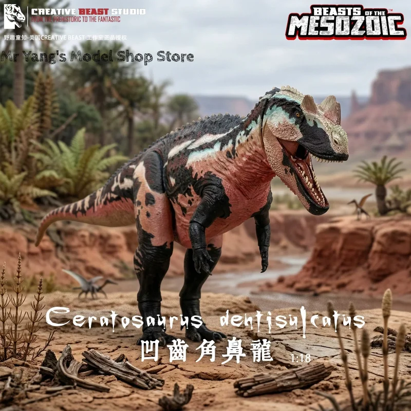 Figura de Acción de Dinosaurio del Jurásico y Cretácico, Bestia Mesozóica BOM, Regalo de Cumpleaños para Niños, Coleccionable [Ceratosaurus 1/18]