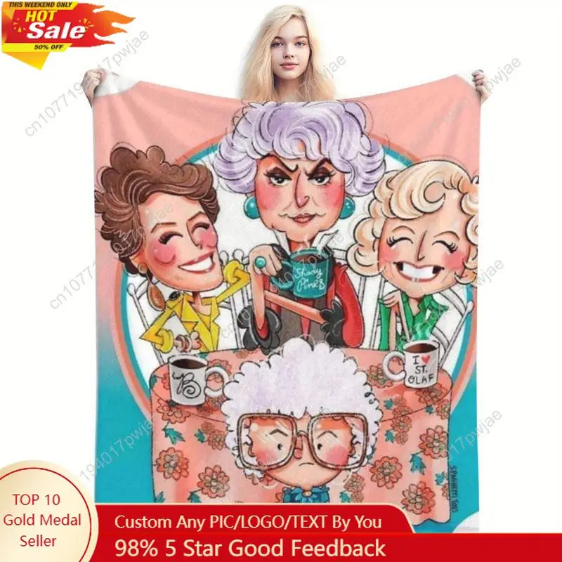 

Golden Girls Blanket Warm Napping Blanket for Living Room Office Travel - Versatile Gift Blanket Cartoon Print Custom blankets