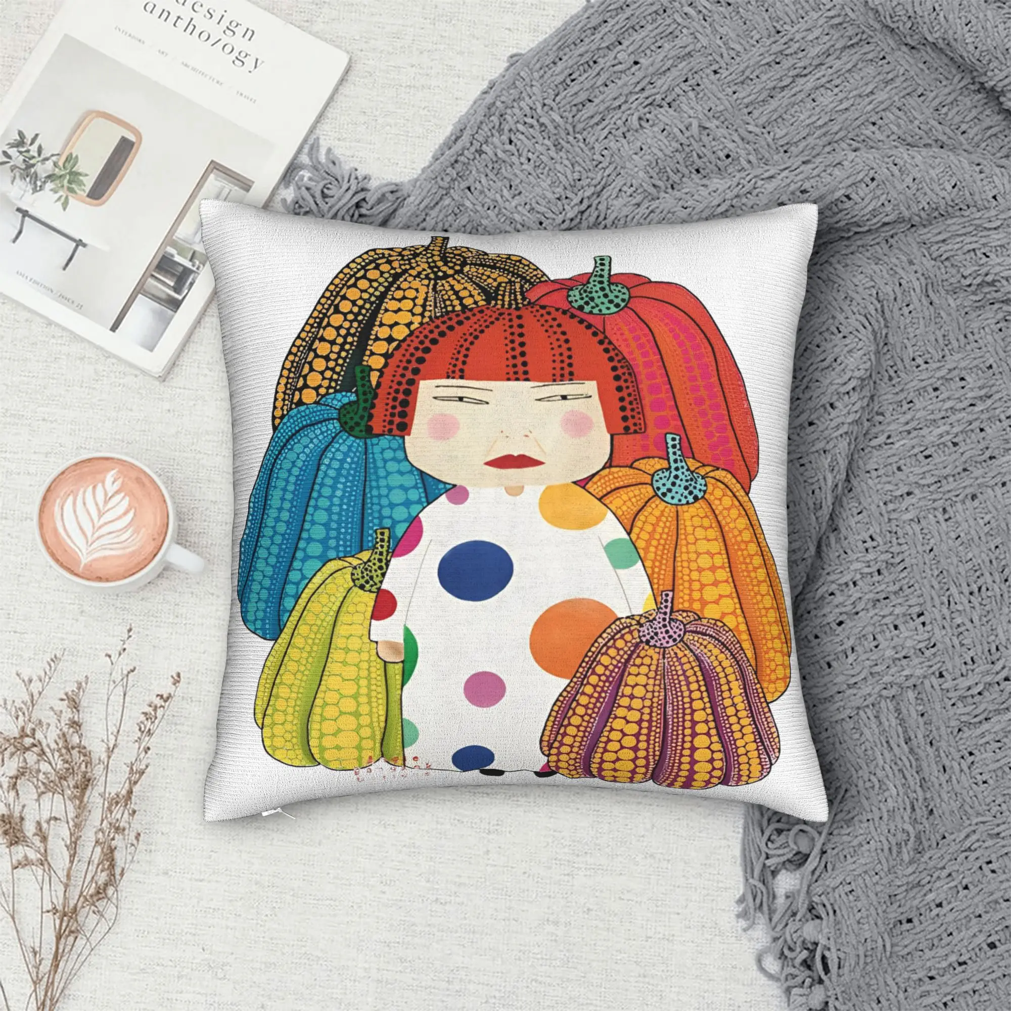 Yayoi Kusama Pillow Case  Comfy Pillow Cover For Chair Sofa Home Decor Vintage Cushion Cover