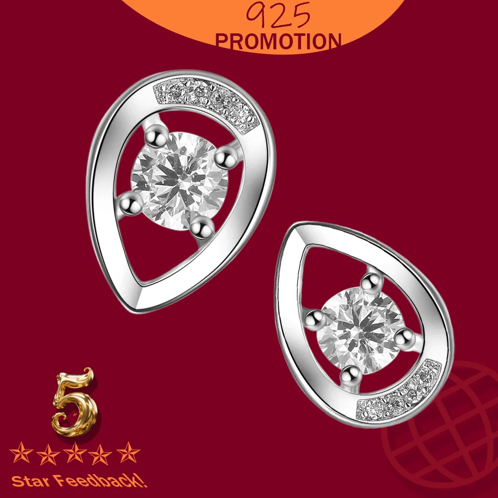 

Korean New Design Fashion Water Drop Jewelry Girl Stud Earrings Luxury Transparent Glass Crystal Party Earrings for Women Gift