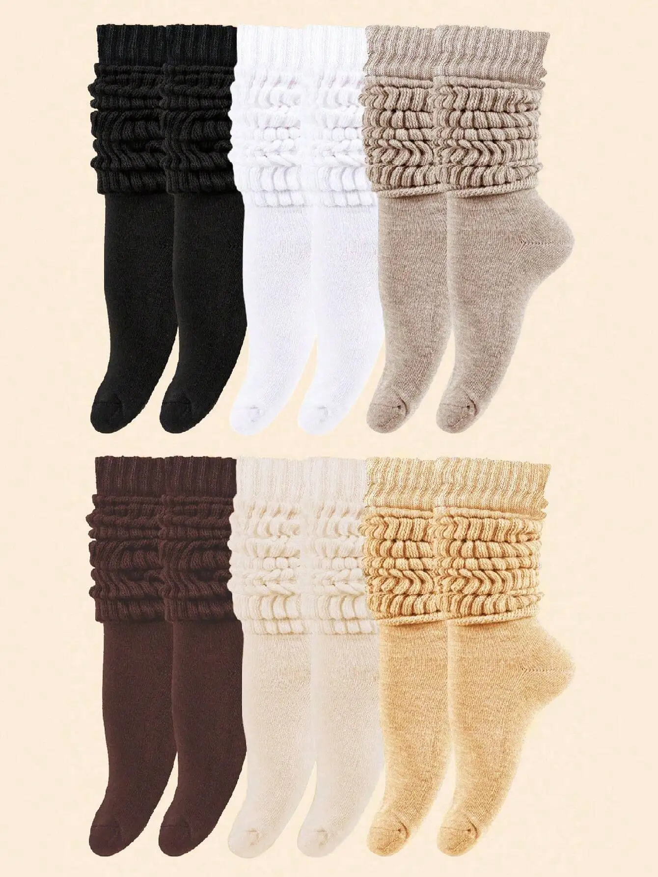 

1/6 Pairs Women Mid-Calf Socks Thick Thermal Knit Calf Socks Cute Long Loose Slouch Socks Spring Autumn Winter Warm