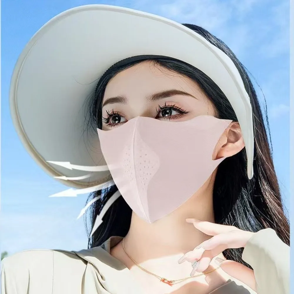 새로운 통기성 얼음 실크 마스크 빨 수있는 방진 승마 얼굴 마스크 안티 uv 얼굴 커버 스카프 선물