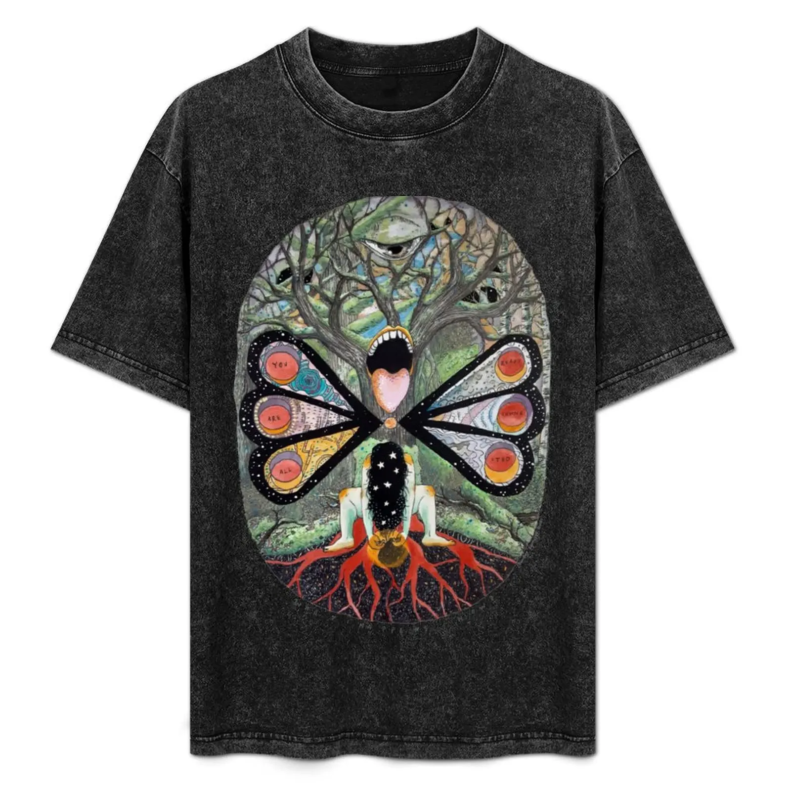 

Imbolc Message from Trees and Mushrooms: I AM ALREADY CONNECTED. T-Shirt Streetwear Print Tee Shirt