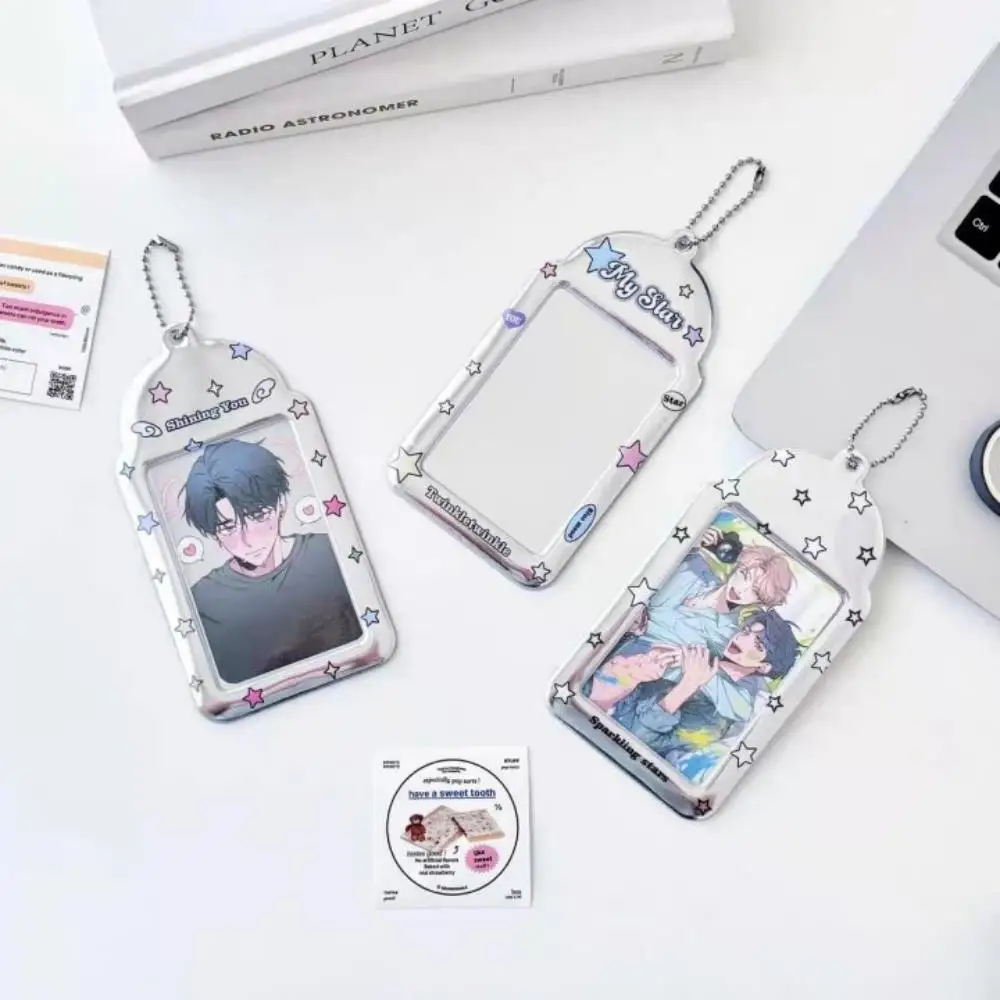 Creative Design Kpop Photocard Holder Card Protective Sleeves 3Inch PVC Card Holder Bus Card Student Card Case Stationery Silver