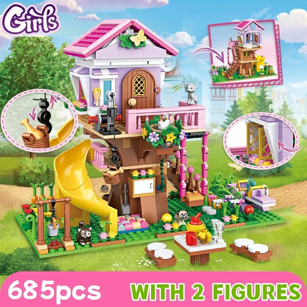 Mädchen Serie Baum Haus Bausteine Freunde Dschungel Camping Haus Sommer Party Modell Ziegel Spielzeug für Kinder Geburtstag Geschenk