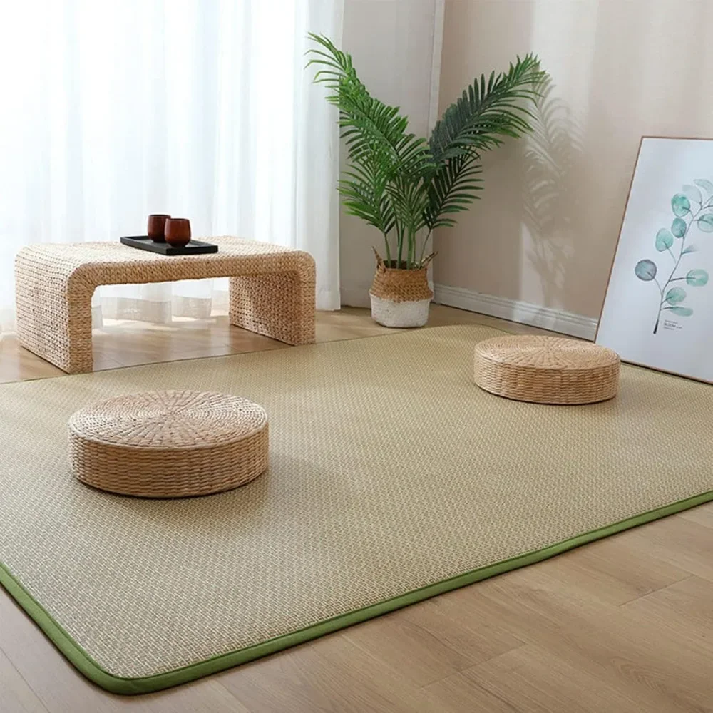 

Japanese Tatami Floor Mat, Natural Rattan Non-Slip Breathable Area Rug,Summer Foldable Floor Sleeping Mat Indoor Floor Carpet fo