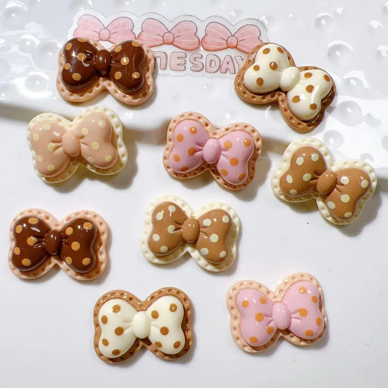 10 sztuk Mini Kawaii śliczne motylkowa kropka kokarda z płaskim tyłem kaboszony księga gości Diy Party akcesoria do spinek do włosów rzemiosło dekoracyjne — zdjęcie 5