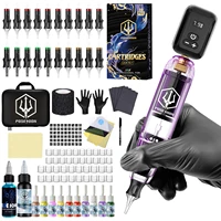 Kit de tatuaje POSEIDON V5 20 agujas de tatuaje Kit de pluma de tatuaje para maquillaje permanente Kit de máquina de tatuaje Kit de pistola de tatuaje púrpura