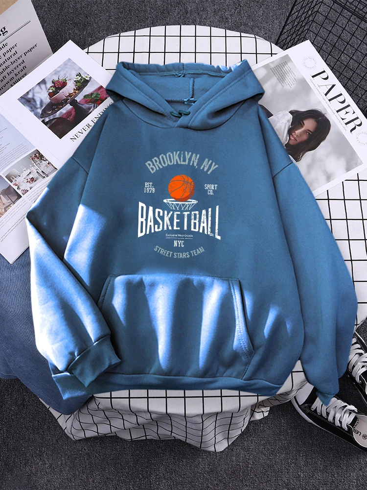 Brooklyn ,Ny Basketball Street Stars Team Hoodies Womens Creativity Pocket Sweatshirt New Fleece Hoody Fashion Woman Clothes