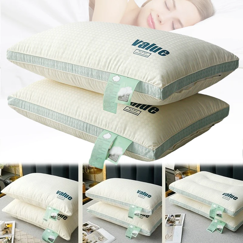 

5 Star Hotel Cervical Support Pillow 74x48cm Breathable Quick Rebound Washable Cushion for Side Back Stomach Sleeper Solid Color