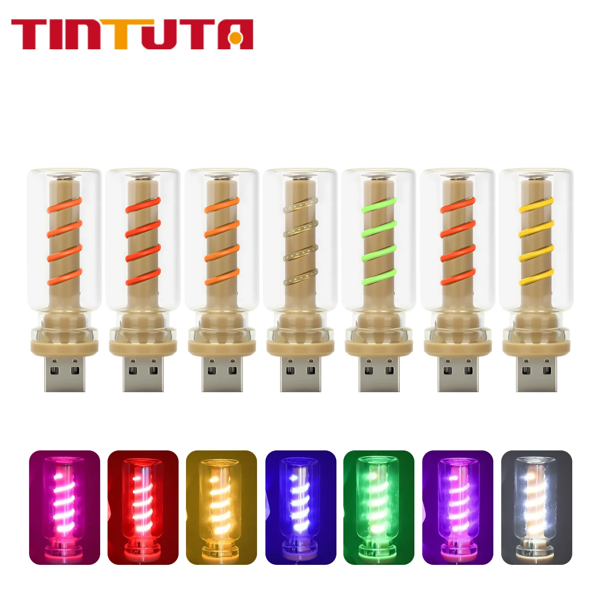 Car USB LED Spiral Filament Touch Dimming Bulb Retro LED Bulbs Night Light for Camping Incandescent Decorative LED Lighting