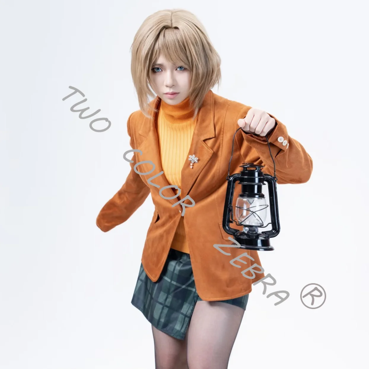 Yellow Sweater Skirt Ashley Graham Cosplay Brown Blazer & Props Costume Set Game Resident Evil 4 Remake for Halloween Party view 5
