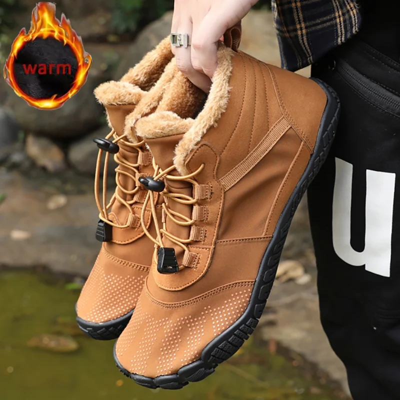 

Winter Waterproof Winter Boots Snow Men Women Barefoot Warm Cotton Shoes Outdoor Warm Work Shoes Climbing Hiking Boots Non-Slip