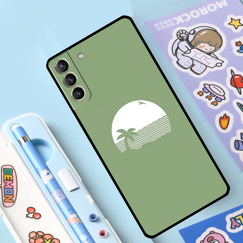 Aesthetic Sage Green Case For Samsung Galaxy S23 S22 S21 Ultra S20 FE S9 S10 Note 10 Plus Note 20 Ultra Full Cover