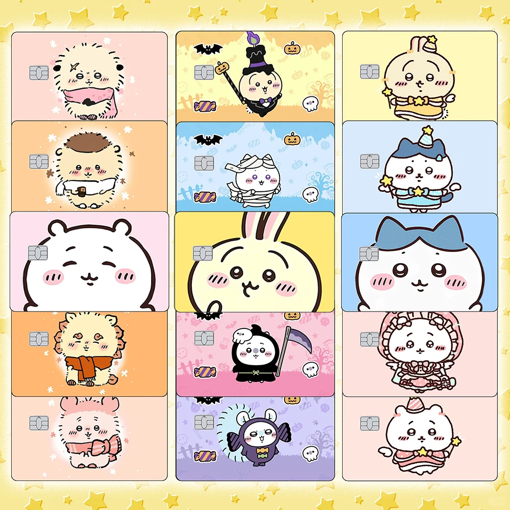 ملصق كارتوني لطيف لبطاقة الائتمان Hachiware ملصق Usagi غير لامع لـ VISA JCB وبطاقة Mastercard تزيين مقاومة للخدش