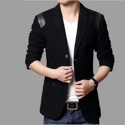 Algodão masculino casual blazer clássico luxo fino ajuste cor sólida terno jaqueta tamanho grande M-6XL cáqui preto marrom casaco topo