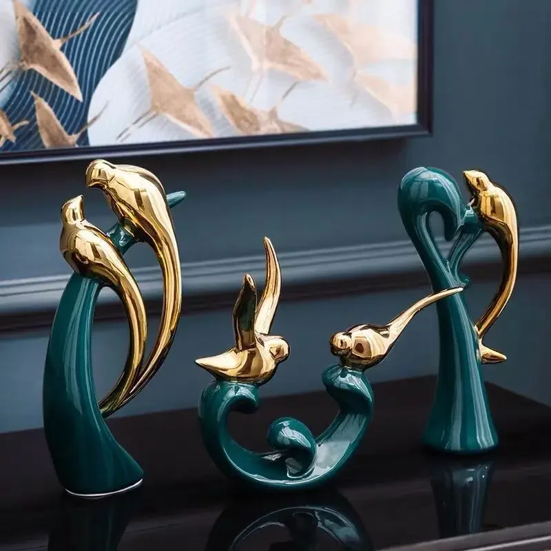 Creative Home Decorative Figurines Modern Light Luxury Ornaments Vase Living Room Office Hotel Store Art Ceramic Craft Sculpture view 3