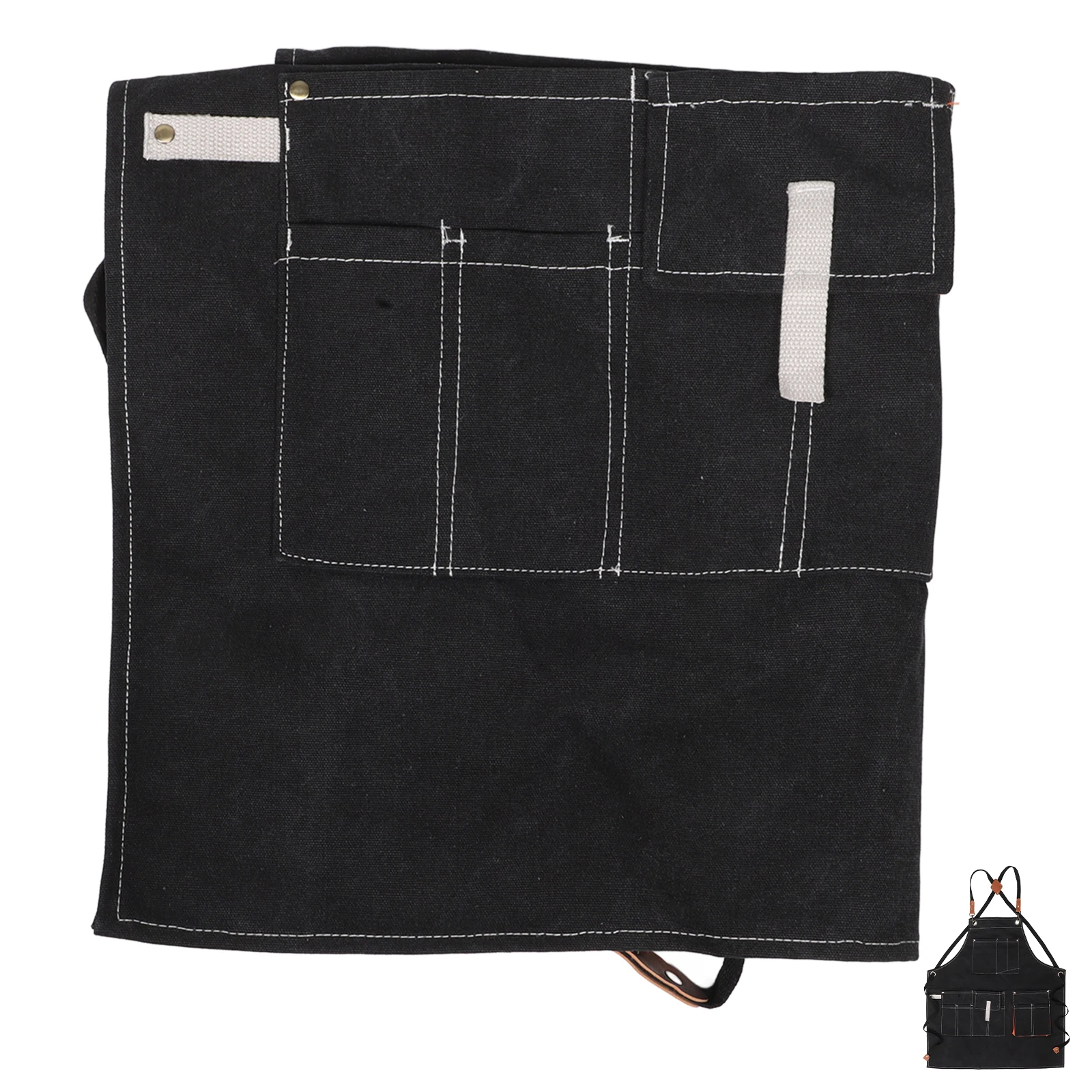 

Durable Work Apron Black Kitchen Woodworking Cooking Mens Aprons Pockets Polyester Cotton craftsmen painters chefs