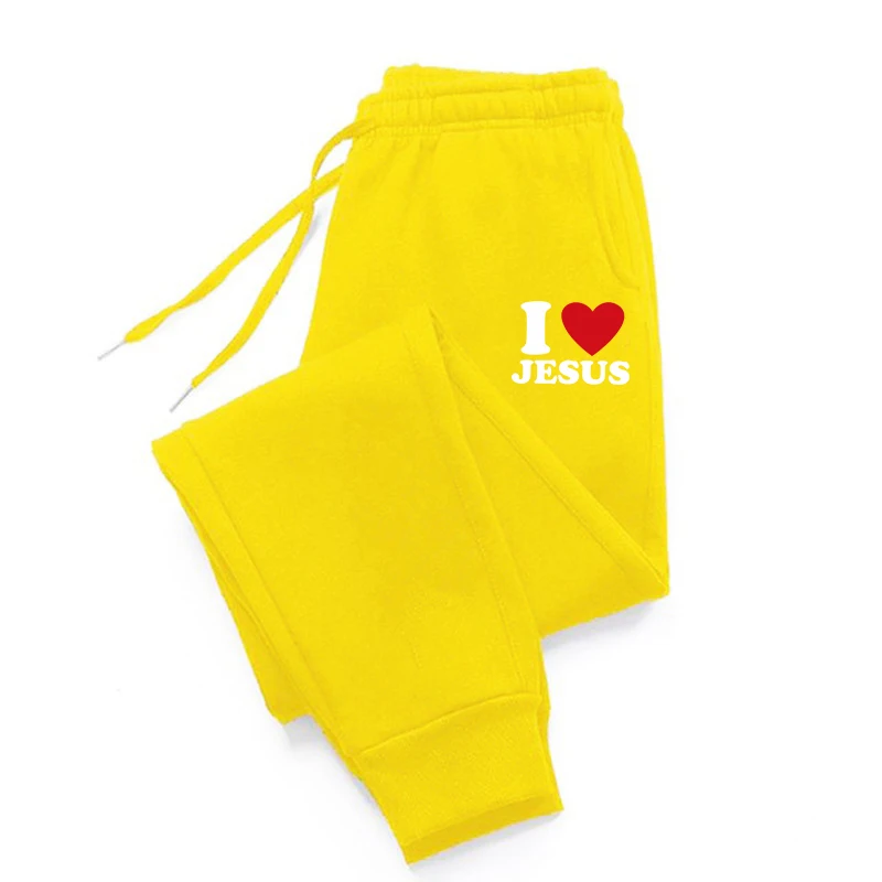 I Love Jesus Printing Trousers Casual Autumn Woman Pants Pocket Woman Pants Pocket Warm Sweatpants For Women