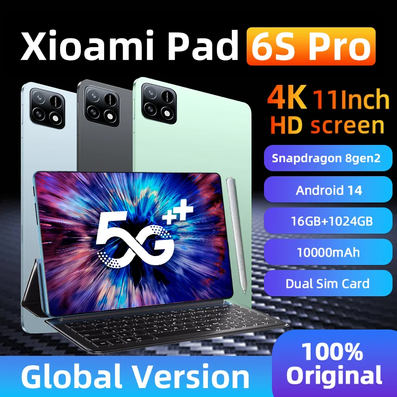 Global Version Original Pad 6S Pro Tablet 11inch  HD 4K Snapdragon 8gen2  Android 14 22GB+2TB 5G Dual SIM Bluetooth WiFi GPS