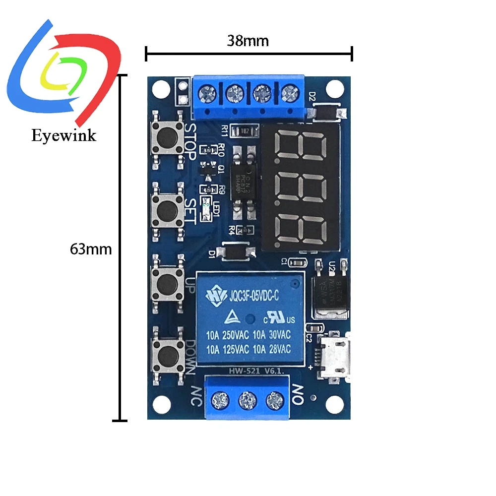 DC 6-30V Timer Relay Programmable Delay Relay Module Cycle Timer with LED Display 6V 9V 12V 24V Support Micro USB image 6