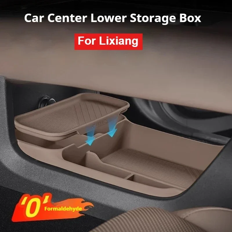 

For Li Lixiang L6 L7 L8 L9 Car Under Center Control Silicone Double Layer Storage Box Lower Center Control Storage Interior