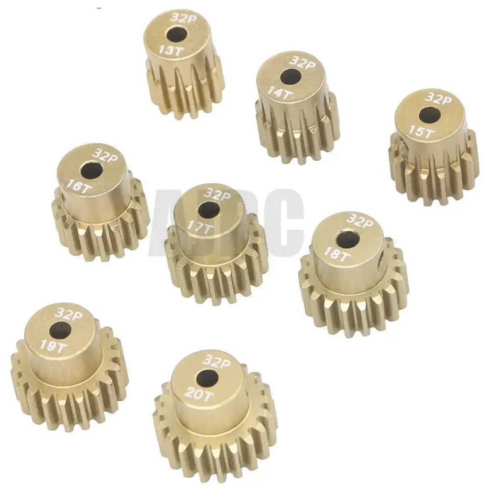 7075 Aluminum Alloy Gear Motor Gear 32P Gold M0.8 3.175mm for 1/10 RC Model Automotive Motor Suitable for 13T-20T Gear Ratios