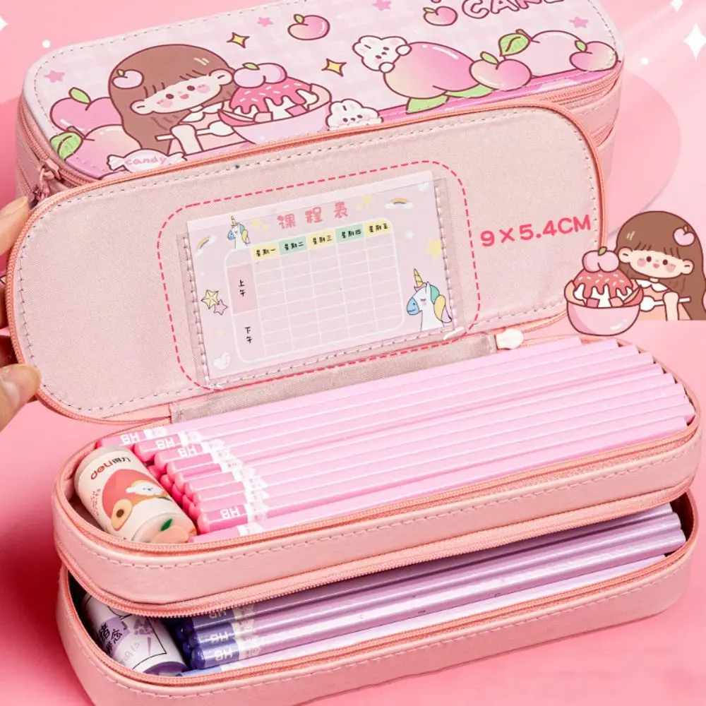 Portable Pencil Case Large Capacity Double-Layer Stationery Box Waterproof Multi-function Pen Case Student School Supplies