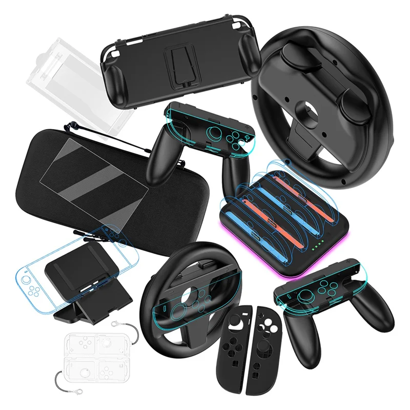 

SQPP-For Switch 2 Host Grip Protective Case &Storage Bag& Charging Base &Wireless Game Steering Wheel For NS Switch 2