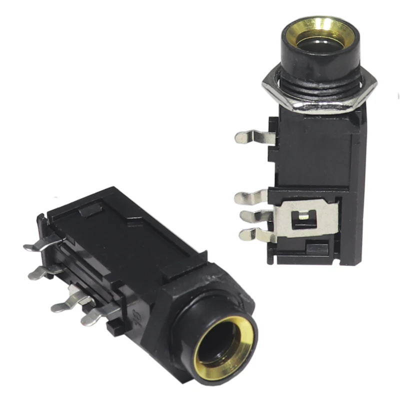 【10-5PCS】3Pin Audio Jack Speaker Connector 6.35 Mono Female Socket PCB Panel Mount Microphone Chassis Audio Adapter Nut